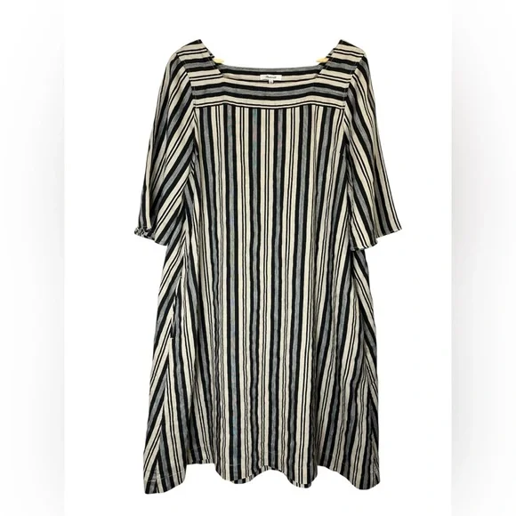 Madewell Evelyn Stripe Square-Neck Midi Dress -‎ Size L - Picture 4 of 8